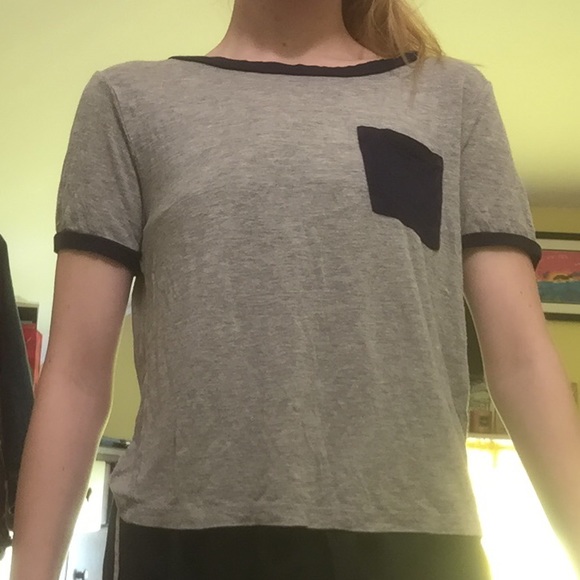 Grey with Navy Blue lining Top - Picture 7 of 7